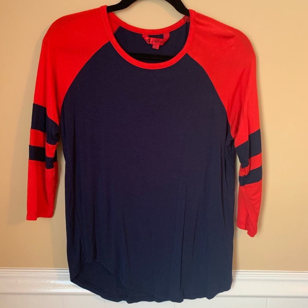 Hot Kiss Red & Blue Baseball Tshirt